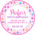 Sweet treat party sticker with cupcakes and soft pastel colors