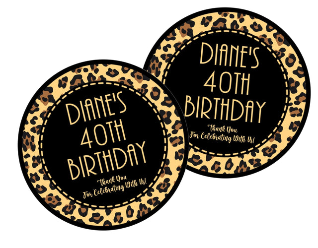 Tan leopard print birthday sticker