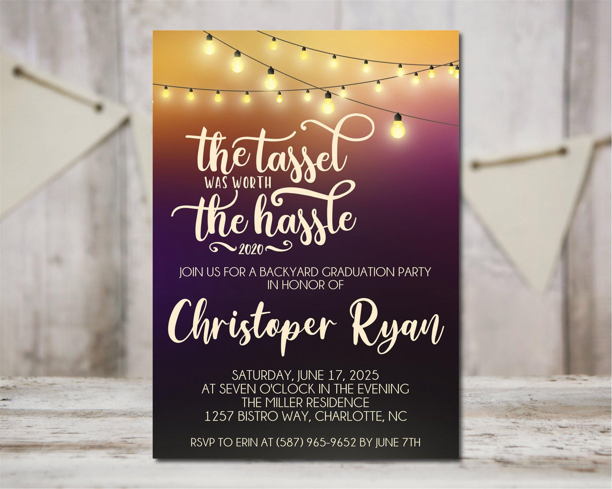 Tassel was worth the hassle graduation party invitation design