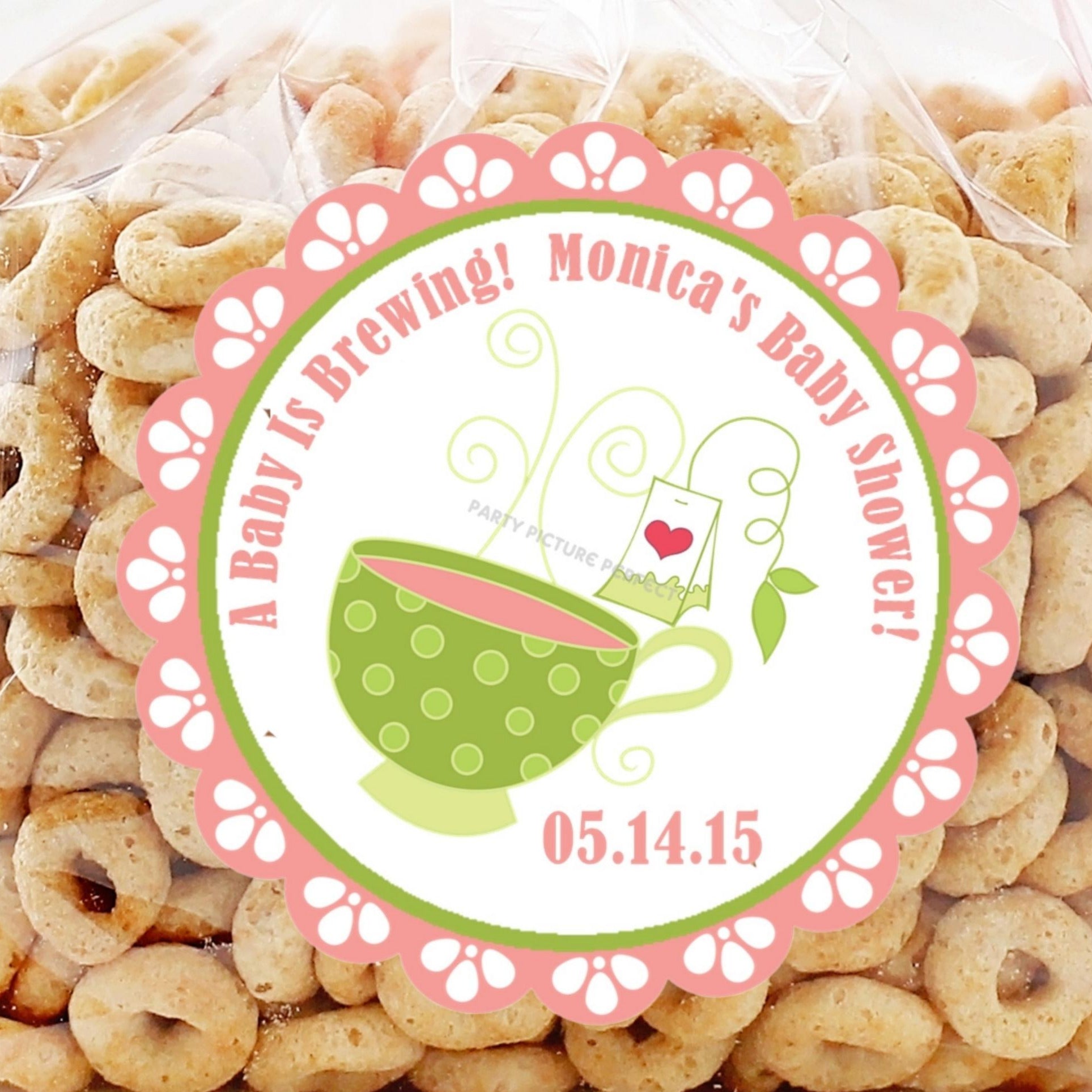 Tea Party Baby Shower Stickers