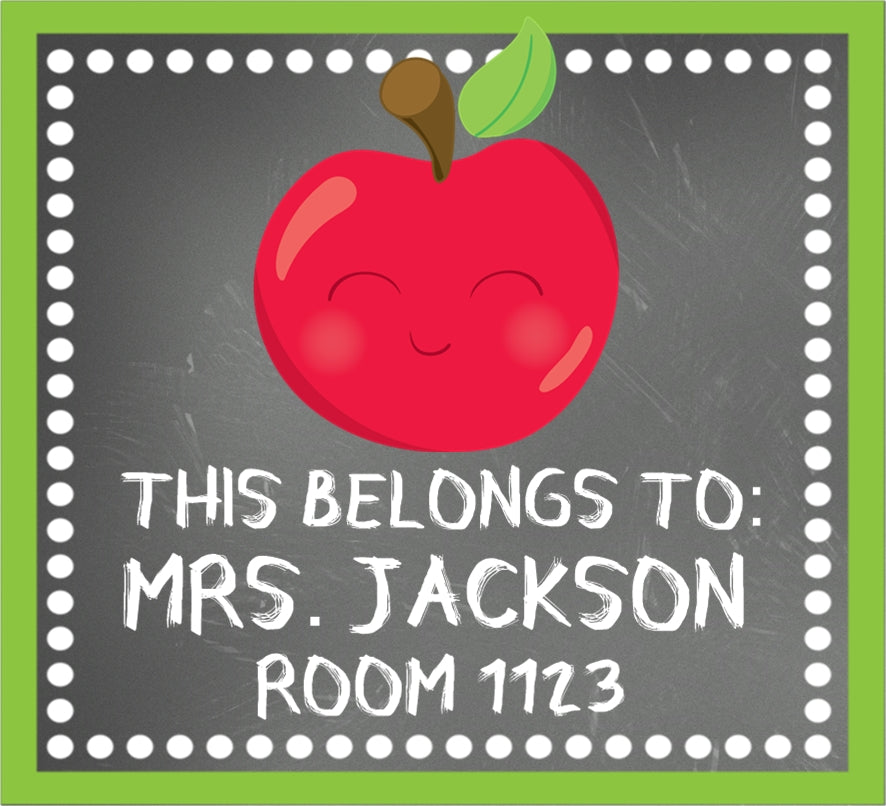 Teacher name label apple school design