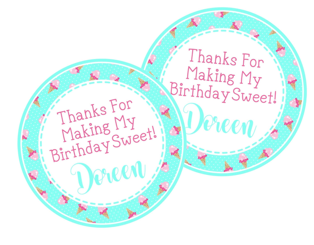 Teal and pink watermelon themed favor label for kids’ summer birthdays