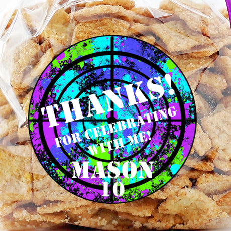 Teal pink blue splatter paintball birthday sticker