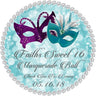 Teal purple masquerade birthday sticker elegant mask