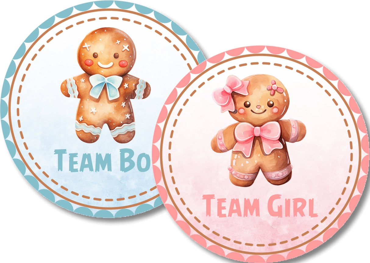 Team girl gingerbread gender reveal sticker