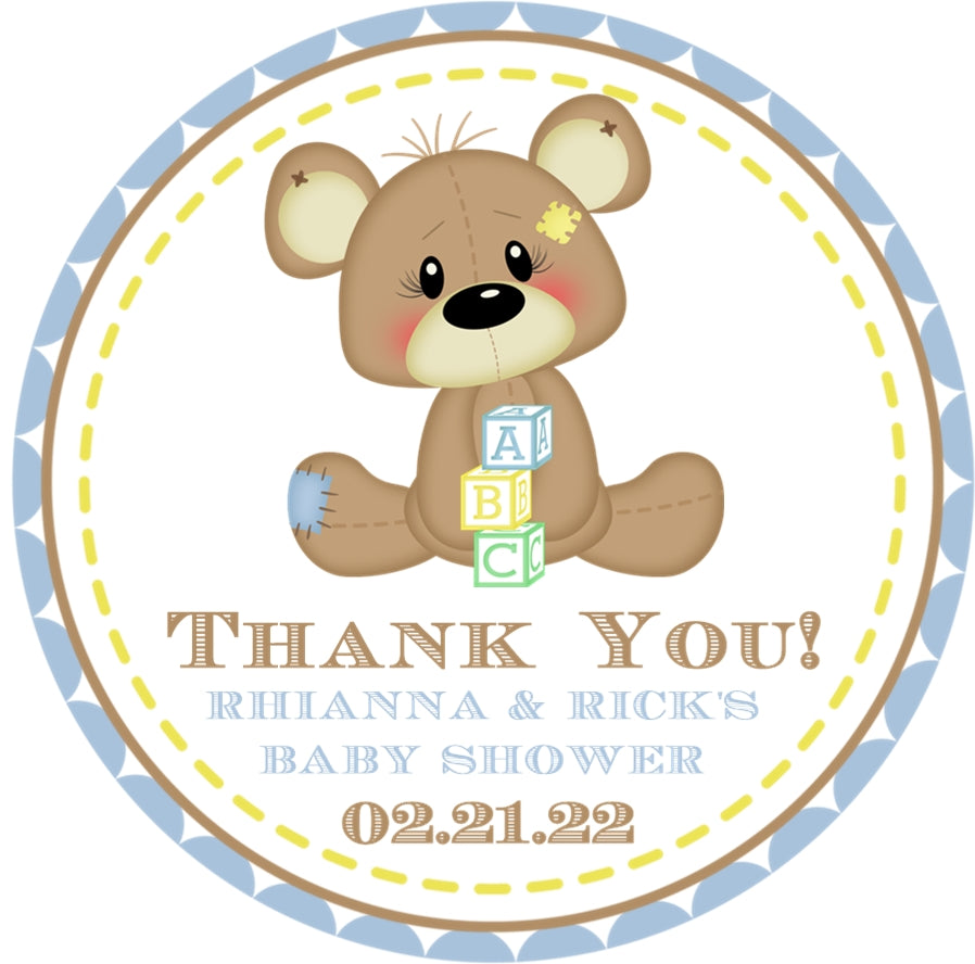 Classic Teddy Bear Baby Shower Stickers