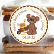 Teddy bear with honey pot baby shower sticker