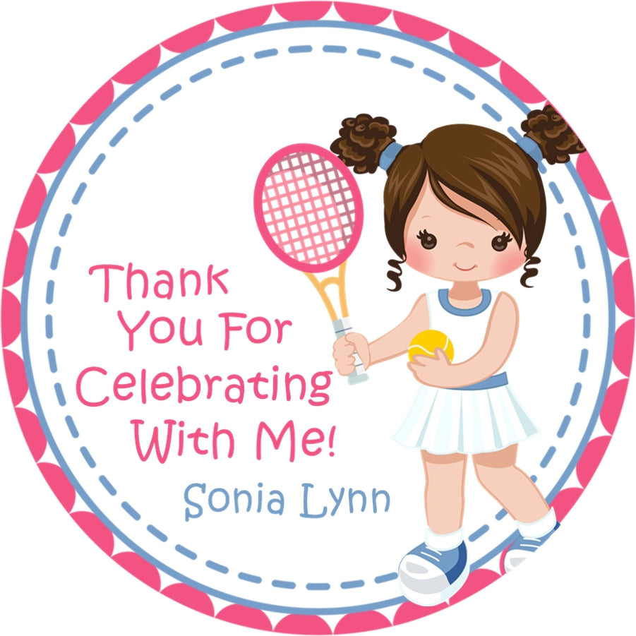 Girls Tennis Birthday Stickers