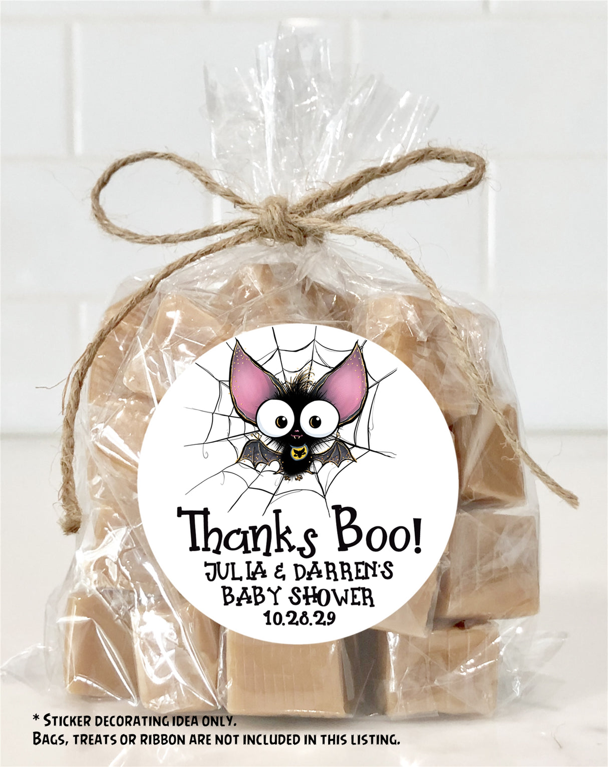 “Thanks Boo” Halloween baby shower sticker