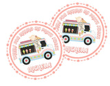 “Thanks for Making My Party Sweet” personalized ice cream truck sticker.