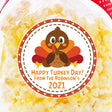 Thanksgiving turkey sticker with bright fall feathers and friendly expression
