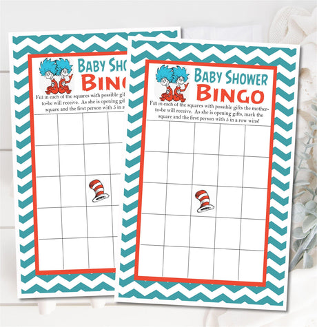 Thing 1 Thing 2 twins baby shower bingo printable
