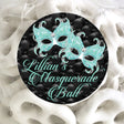 Tiffany blue masquerade mask sticker with rhinestone-style accents