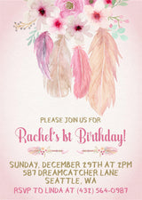 Tribal Dreamcatcher 1st Birthday Party Invitations