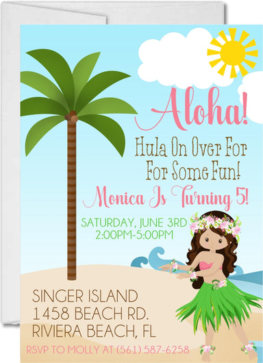 Tropical Hawaiian Luau Birthday Party Invitations