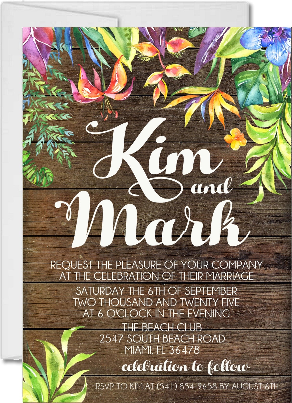 Tropical destination wedding invitation