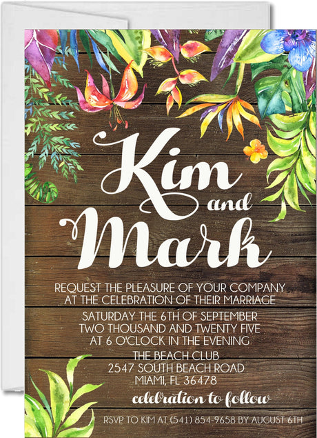 Tropical destination wedding invitation