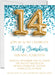 Turquoise And Gold Confetti Teen Birthday Party Invitations