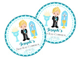 Turquoise Boys First Communion Stickers