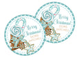 Turquoise Christmas cookie sticker with candy and star holiday design