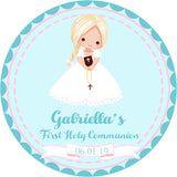 Turquoise Communion sticker label
