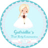 Turquoise Communion sticker label