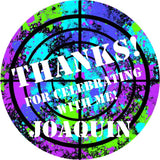 Turquoise blue green splatter paintball birthday sticker