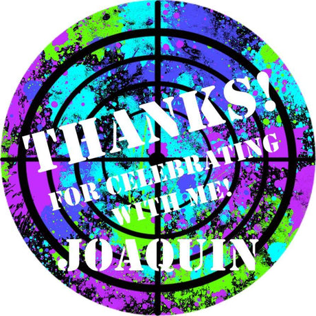 Turquoise blue green splatter paintball birthday sticker