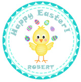 Turquoise easter chick sticker label