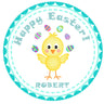 Turquoise easter chick sticker label