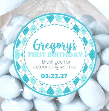 Turquoise golf birthday party stickers personalized