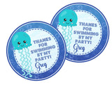 Turquoise jellyfish favor label for ocean theme