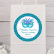 Turquoise masquerade Sweet 16 sticker with feathered mask design