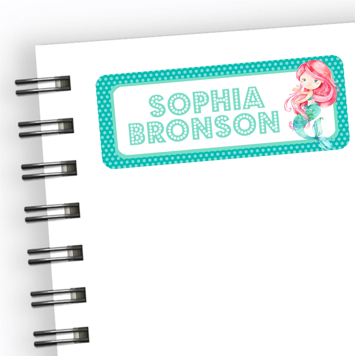 Turquoise mermaid back to school name labels