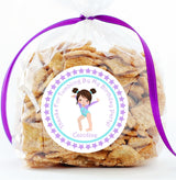 Turquoise purple gymnastics birthday party sticker