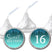 Turquoise sweet sixteen candy stickers on chocolate candies