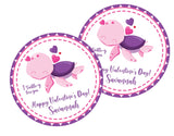 Turtle Valentine classroom favor label