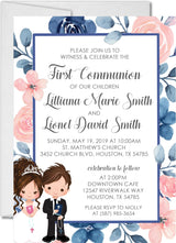 Twin first holy communion invitation