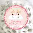 Twin girls First Holy Communion stickers pink
