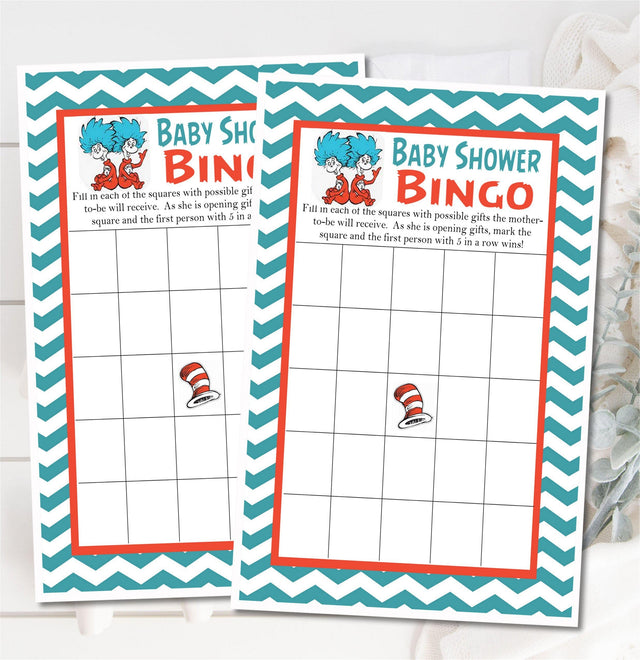 Twins Thing 1 Thing 2 Baby Shower Bingo Cards