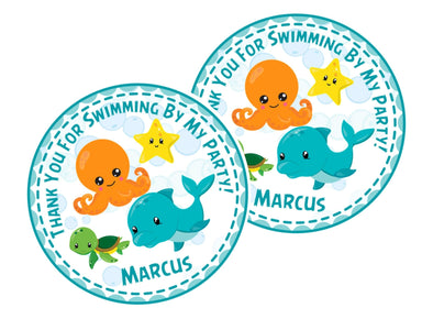 Under The Sea Birthday Party Stickers or Favor Tags