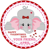 Elephant Valentine Stickers – Personalized Elephant Classroom Valentine Favor Labels