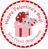 Elephant Valentine Stickers – Personalized Elephant Classroom Valentine Favor Labels