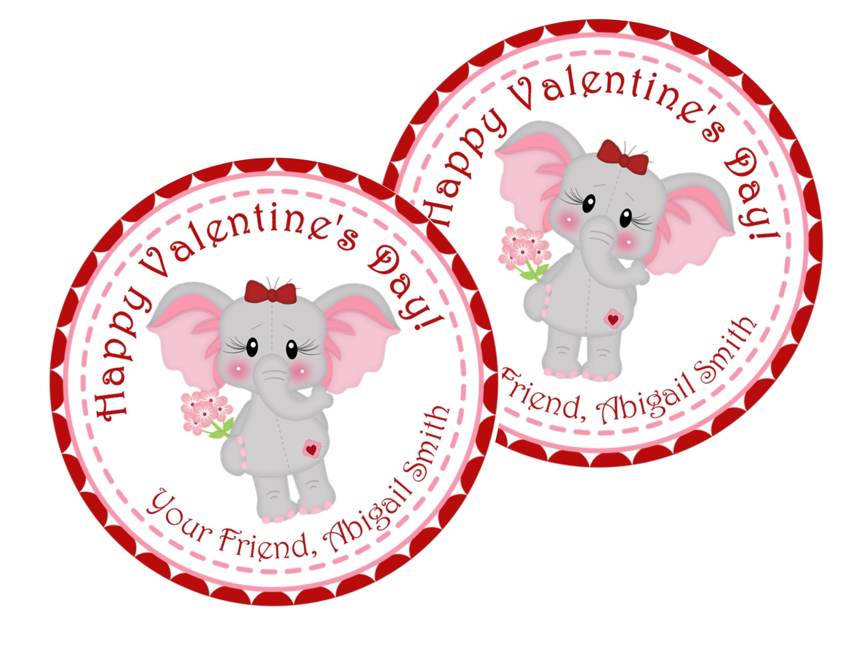 Elephant Valentine's Day Stickers