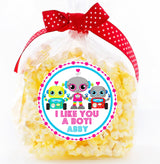 I Like You A Bot Valentine Stickers – Personalized Robot Classroom Valentine Labels