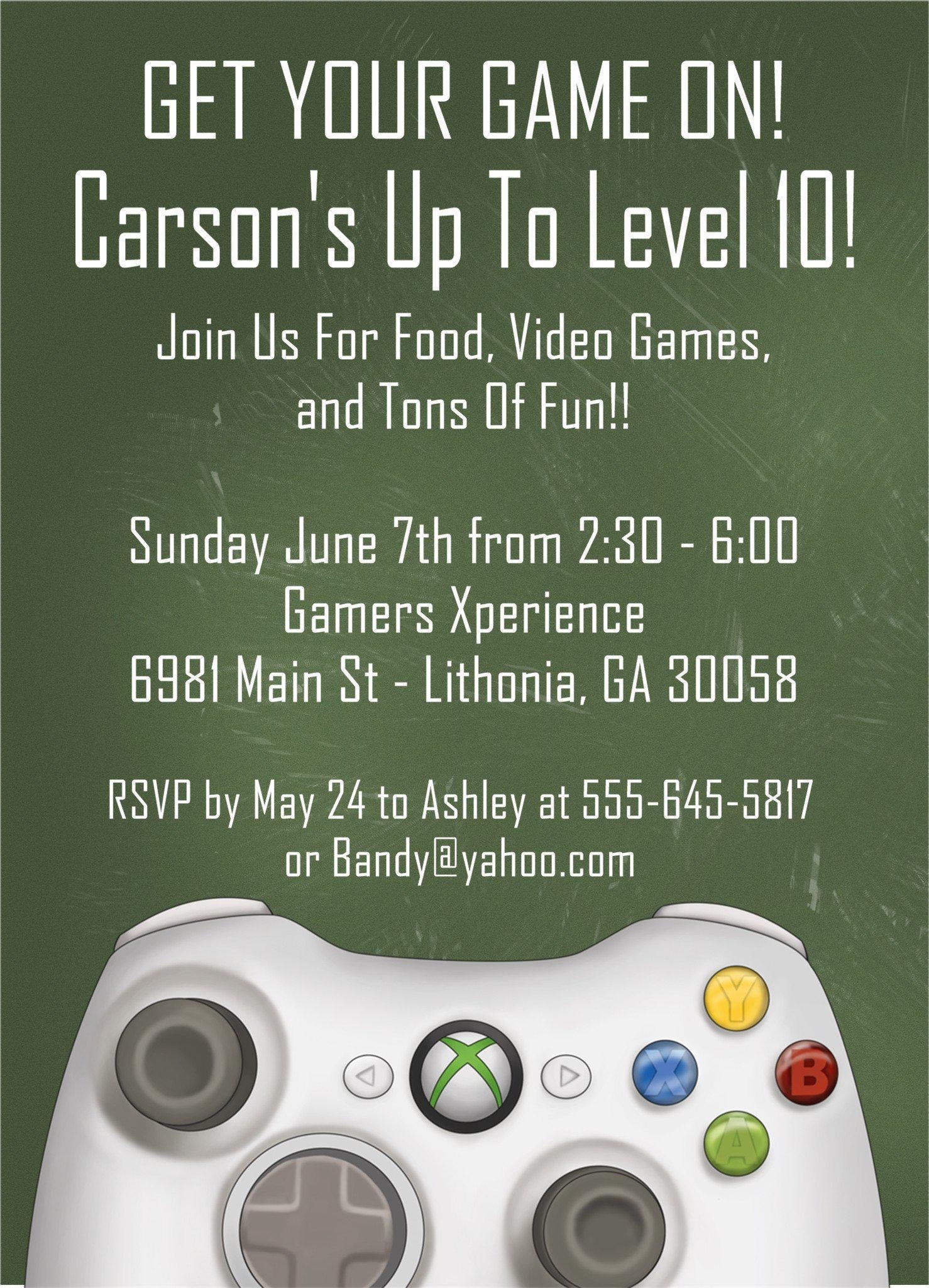 Video Game Birthday Party Invitations