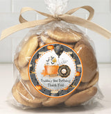 Watercolor ghost and pumpkin themed Halloween birthday sticker