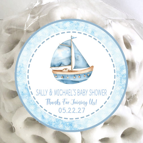 Watercolor sailboat baby shower sticker