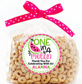 Watermelon-themed first birthday sticker with child’s name