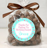 Watermelon border ice cream party sticker with custom name